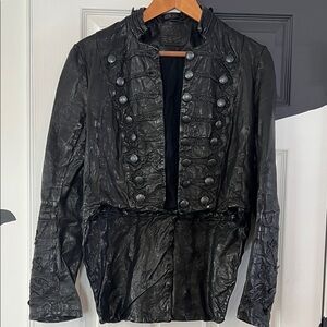 All Saints Black Leather Karst Jacket